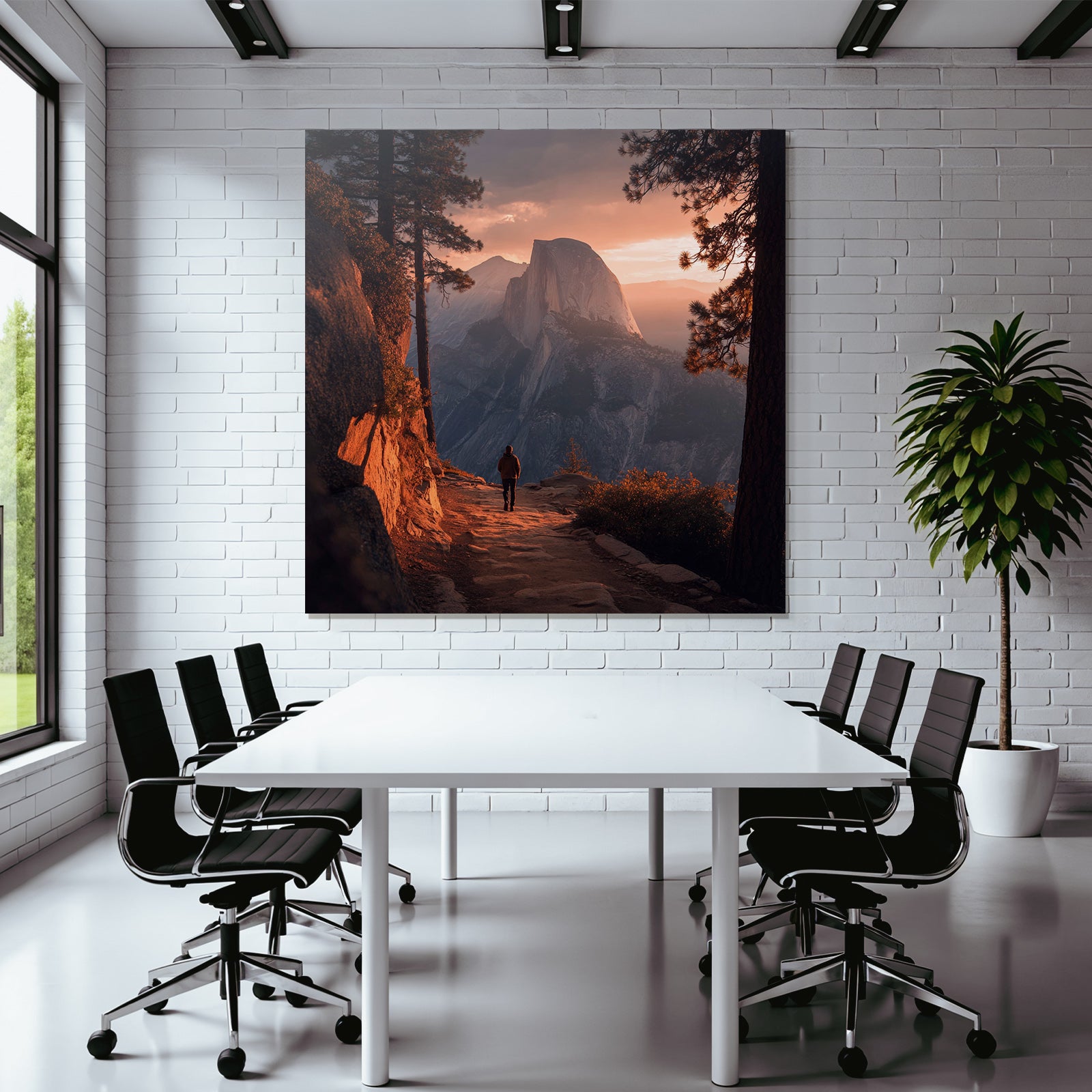 Landschaft Mit Person Und Berg Im Sonnenuntergang Nationalpark