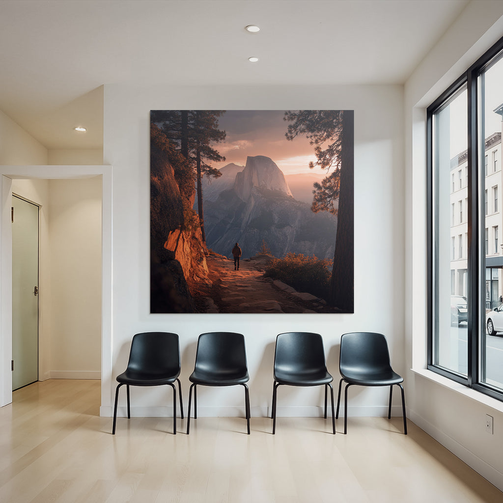 Landschaft Mit Person Und Berg Im Sonnenuntergang Nationalpark