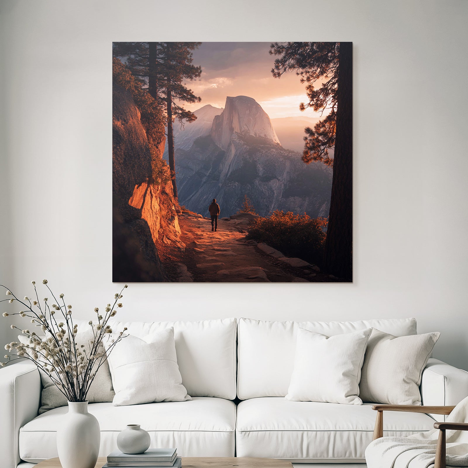 Landschaft Mit Person Und Berg Im Sonnenuntergang Nationalpark