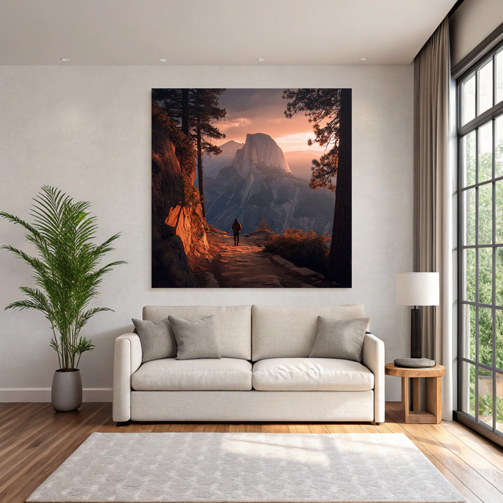 Landschaft Mit Person Und Berg Im Sonnenuntergang Nationalpark