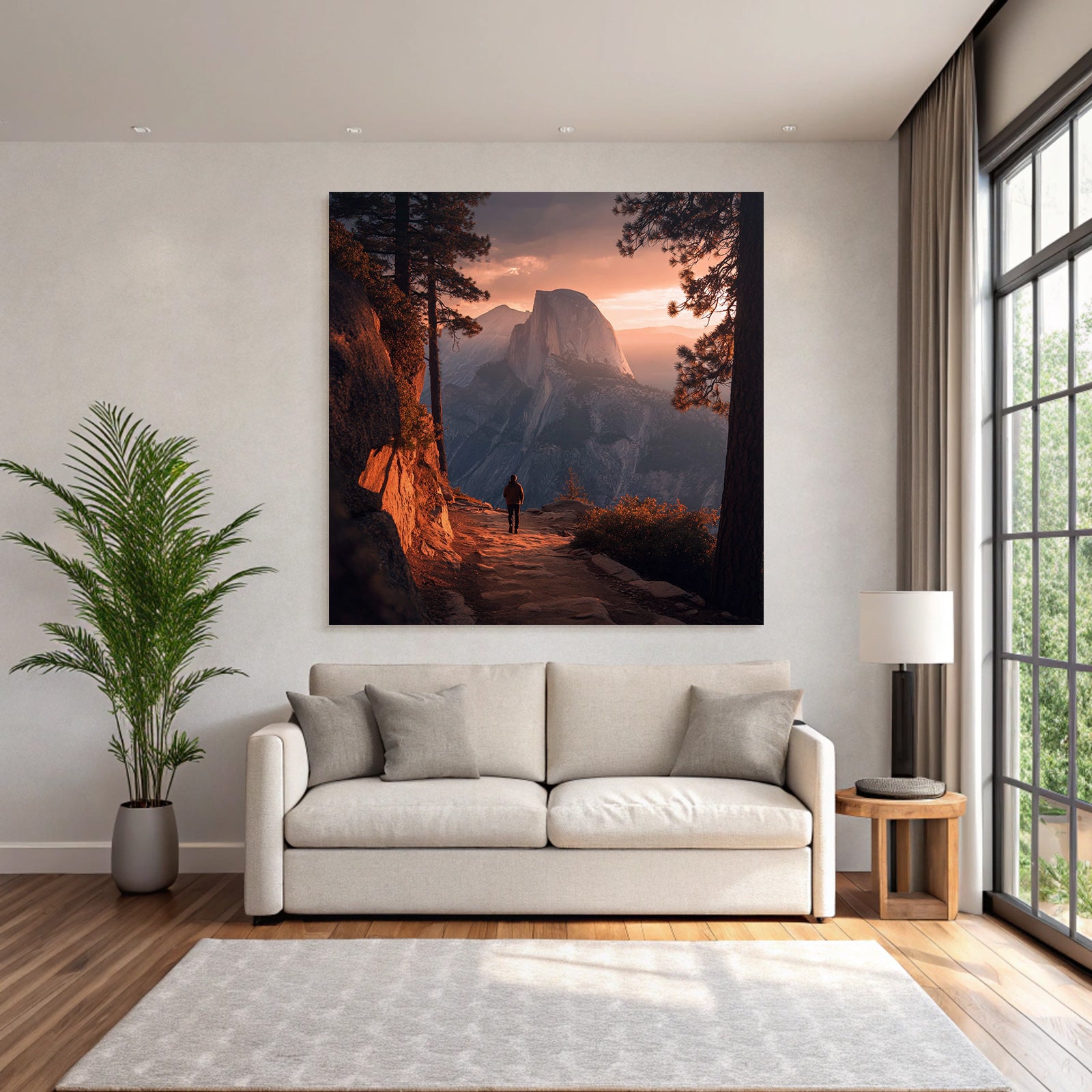 Landschaft Mit Person Und Berg Im Sonnenuntergang Nationalpark