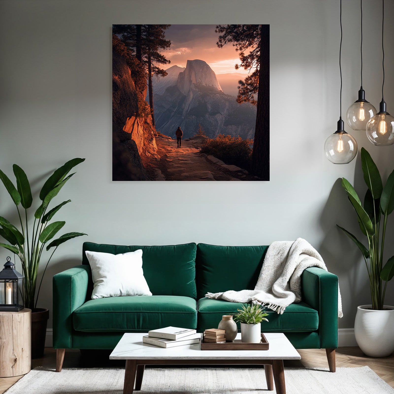 Landschaft Mit Person Und Berg Im Sonnenuntergang Nationalpark