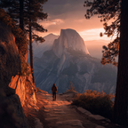 Landschaft Mit Person Und Berg Im Sonnenuntergang Nationalpark | Reisen und Outdoor | Themen und Hobbys