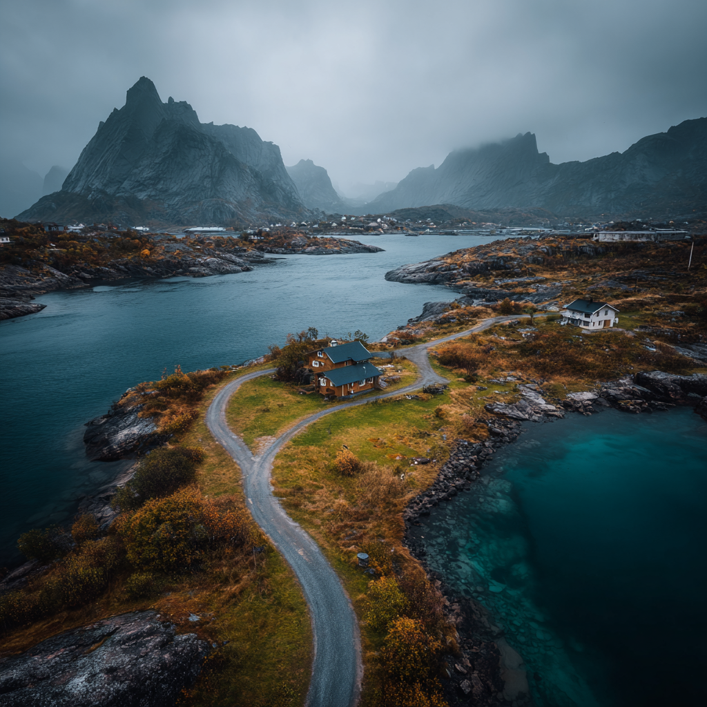 Malerische Landschaft Mit Haus Und Bergen Im Hintergrund Herbststimmung | Reisen und Outdoor | Themen und Hobbys