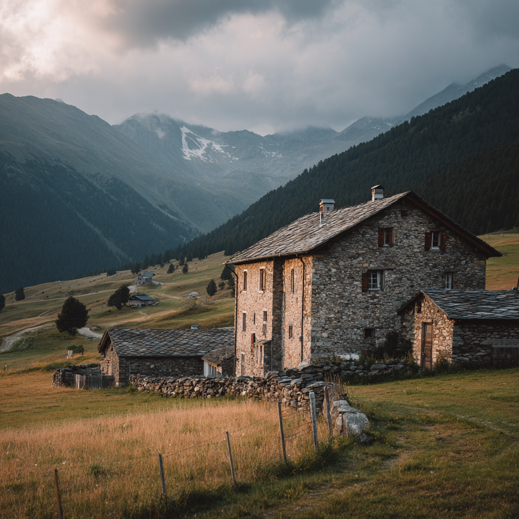 Malerische Montanlandschaft Stein Haeuser Ruhige Atmosphäre | Reisen und Outdoor | Themen und Hobbys