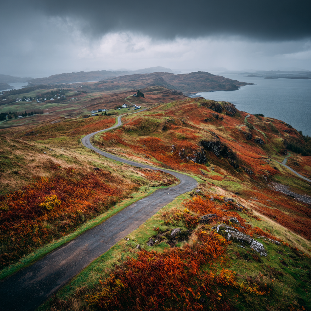 Rollende Hügel Herbstlandschaft Mit See Und Bergen | Reisen und Outdoor | Themen und Hobbys