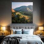Rolling Hills River Lush Greenery Mountains Morning Afternoon Scenic Landscape