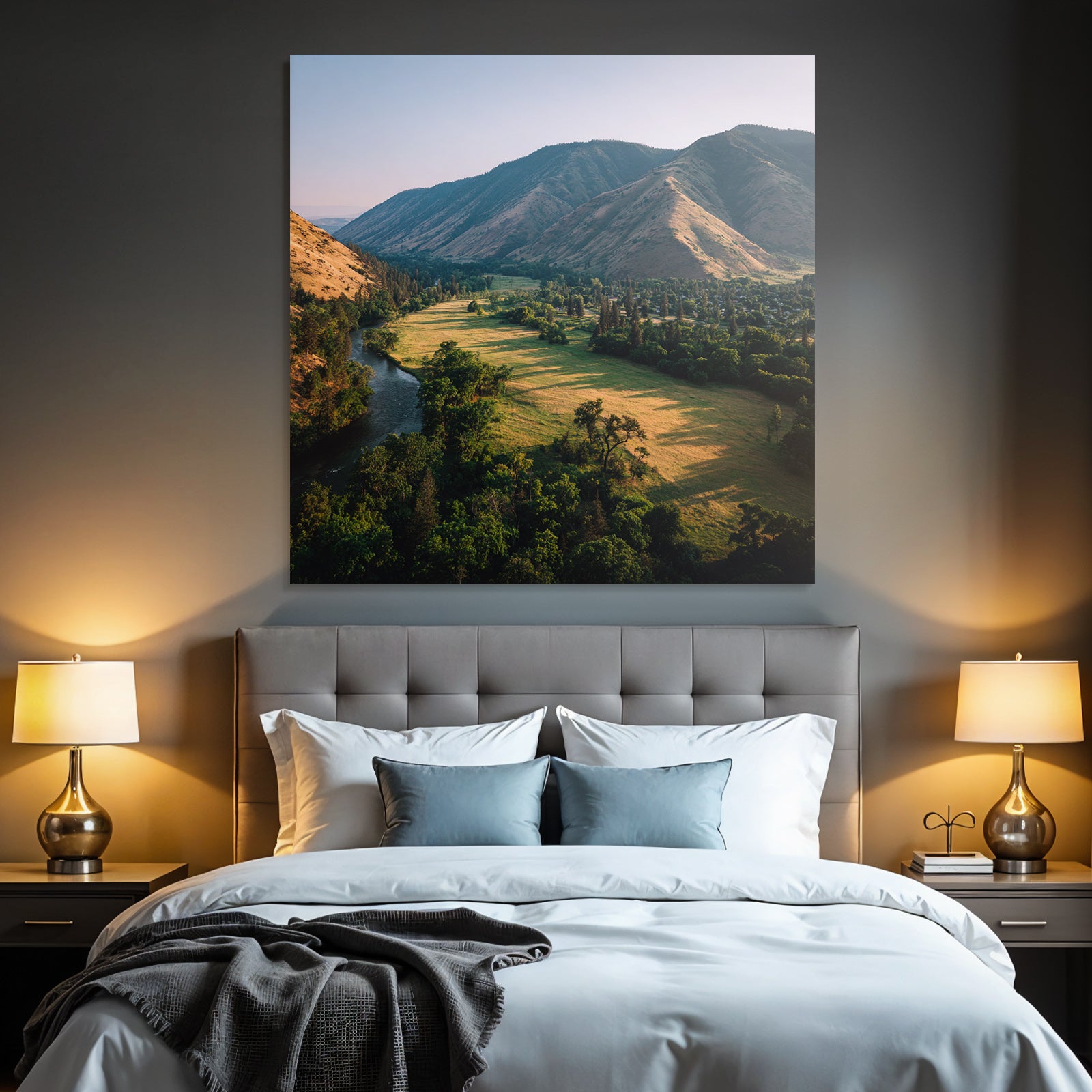 Rolling Hills River Lush Greenery Mountains Morning Afternoon Scenic Landscape