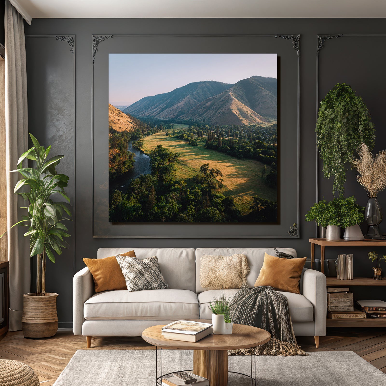 Rolling Hills River Lush Greenery Mountains Morning Afternoon Scenic Landscape