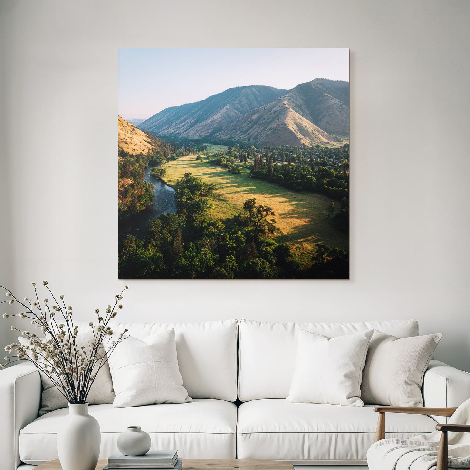 Rolling Hills River Lush Greenery Mountains Morning Afternoon Scenic Landscape