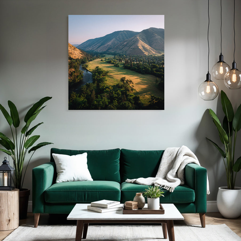 Rolling Hills River Lush Greenery Mountains Morning Afternoon Scenic Landscape