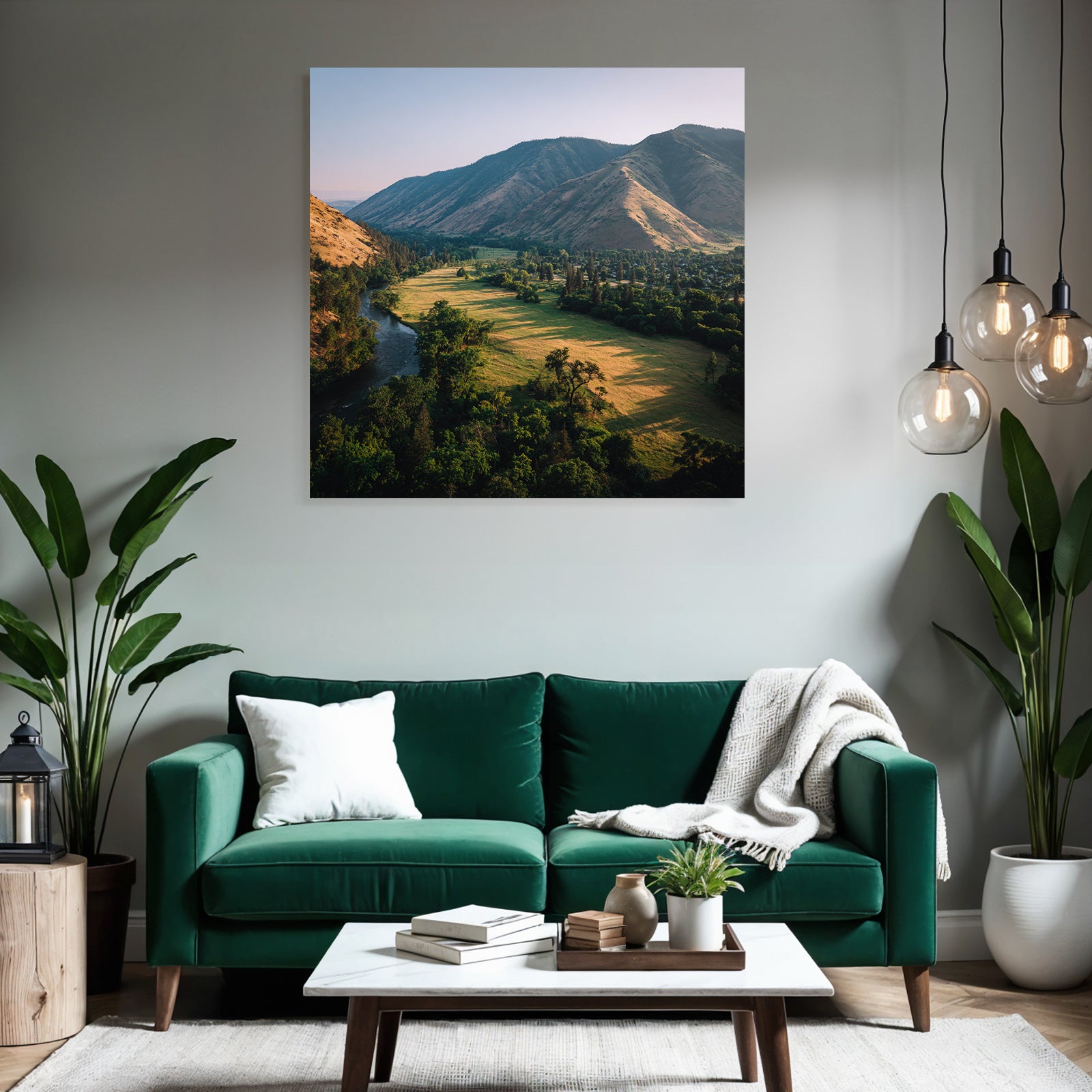 Rolling Hills River Lush Greenery Mountains Morning Afternoon Scenic Landscape