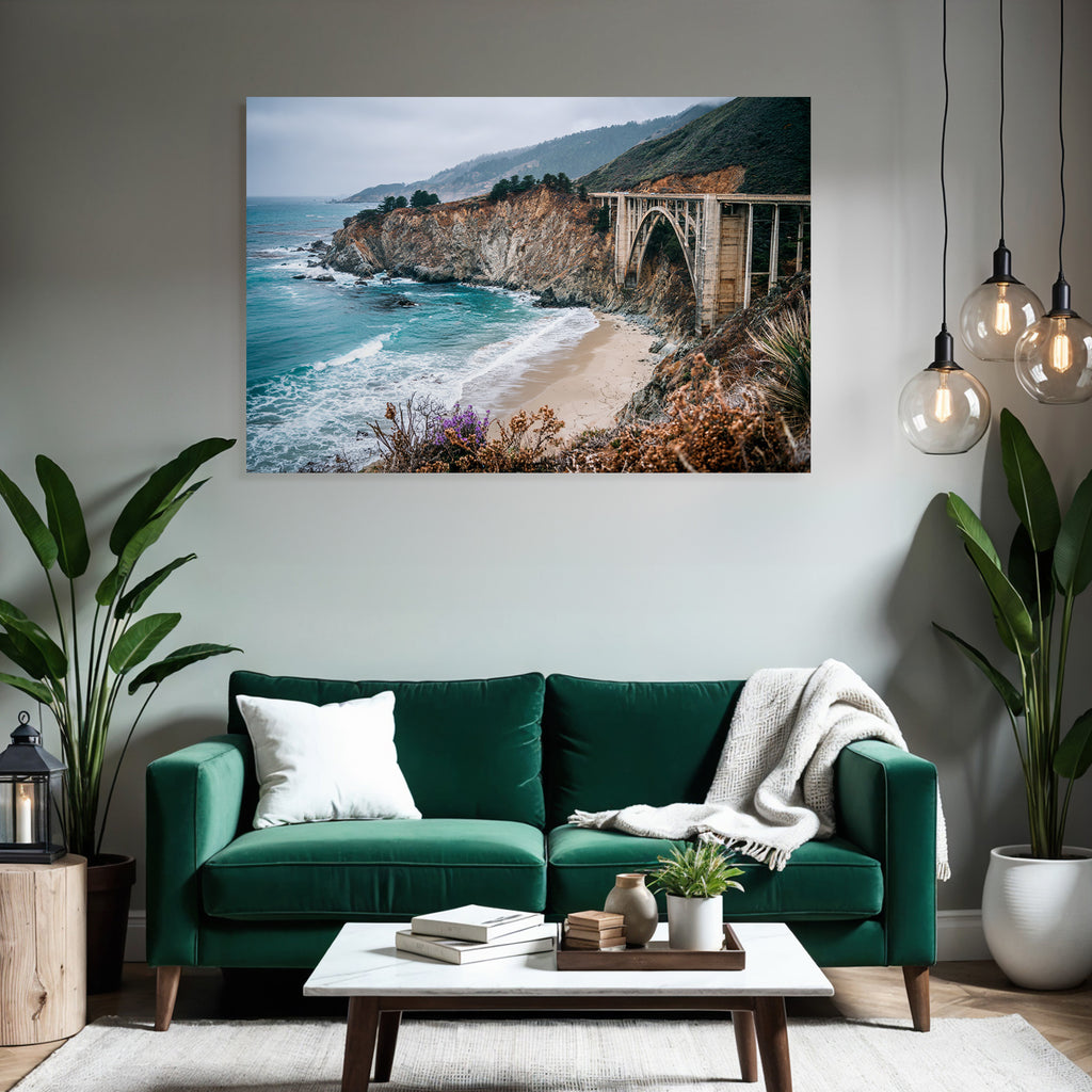 Küstenschönheit Brücke Und Felsen Meer Vegetation