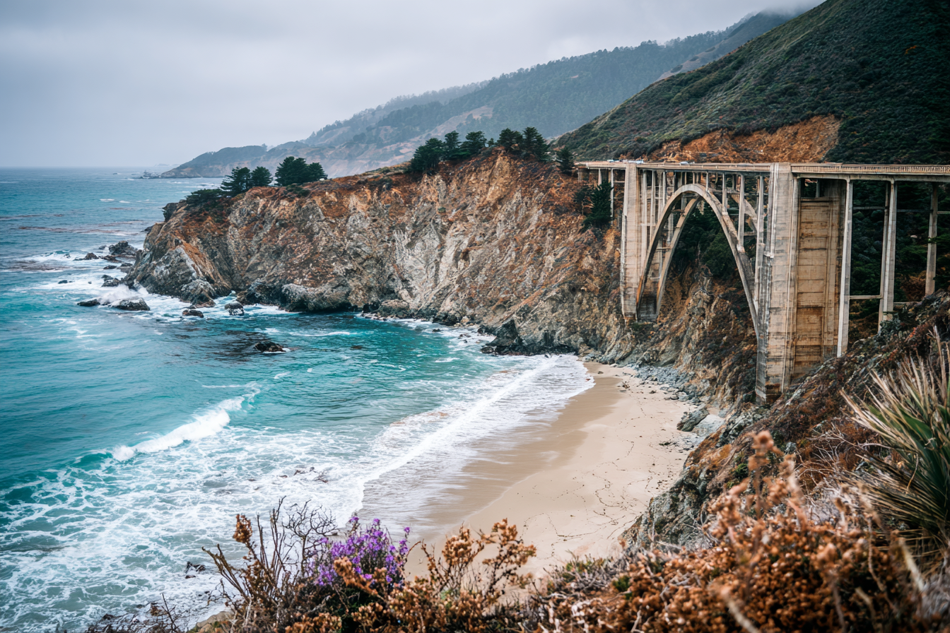 Küstenschönheit Brücke Und Felsen Meer Vegetation | Reisen und Outdoor | Themen und Hobbys