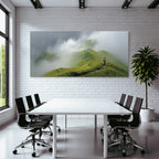 Lebensfroh Mistige Berge Tranquil Adventure Wanderer