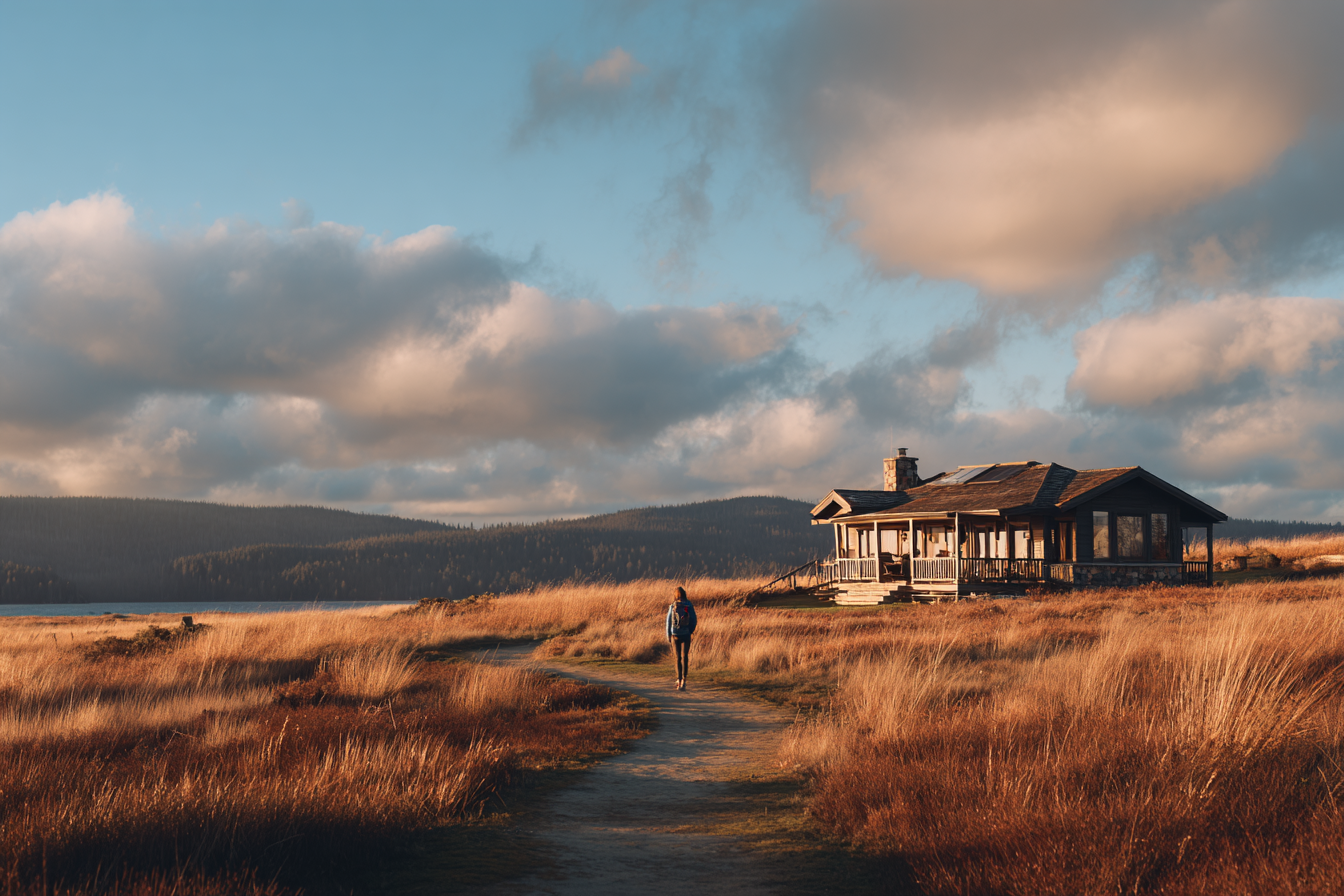 Malerische Landschaft Weg Zum Haus Frühling Natur Idylle | Reisen und Outdoor | Themen und Hobbys