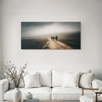 Moody Landschaft Fog Figuren Dirt Path Schritt Solitude Exploration