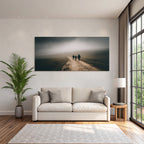 Moody Landschaft Fog Figuren Dirt Path Schritt Solitude Exploration