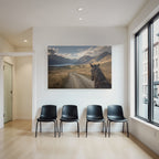 Pferdeblick Windender Weg Durch Tal Mit Bergen Und See