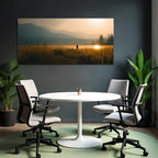 Ruhige Landschaft Person Auf Pfad Am Wasser Beim Sunset