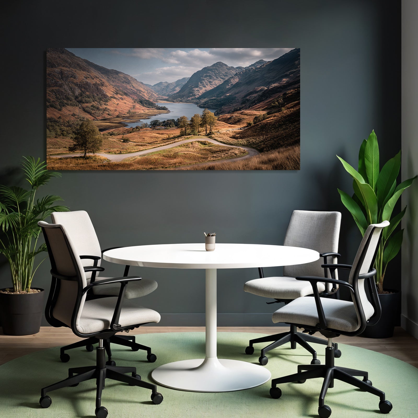 Stimmungsvolle Landlandschaft Herbstliche Farbe Mit See Und Hügel