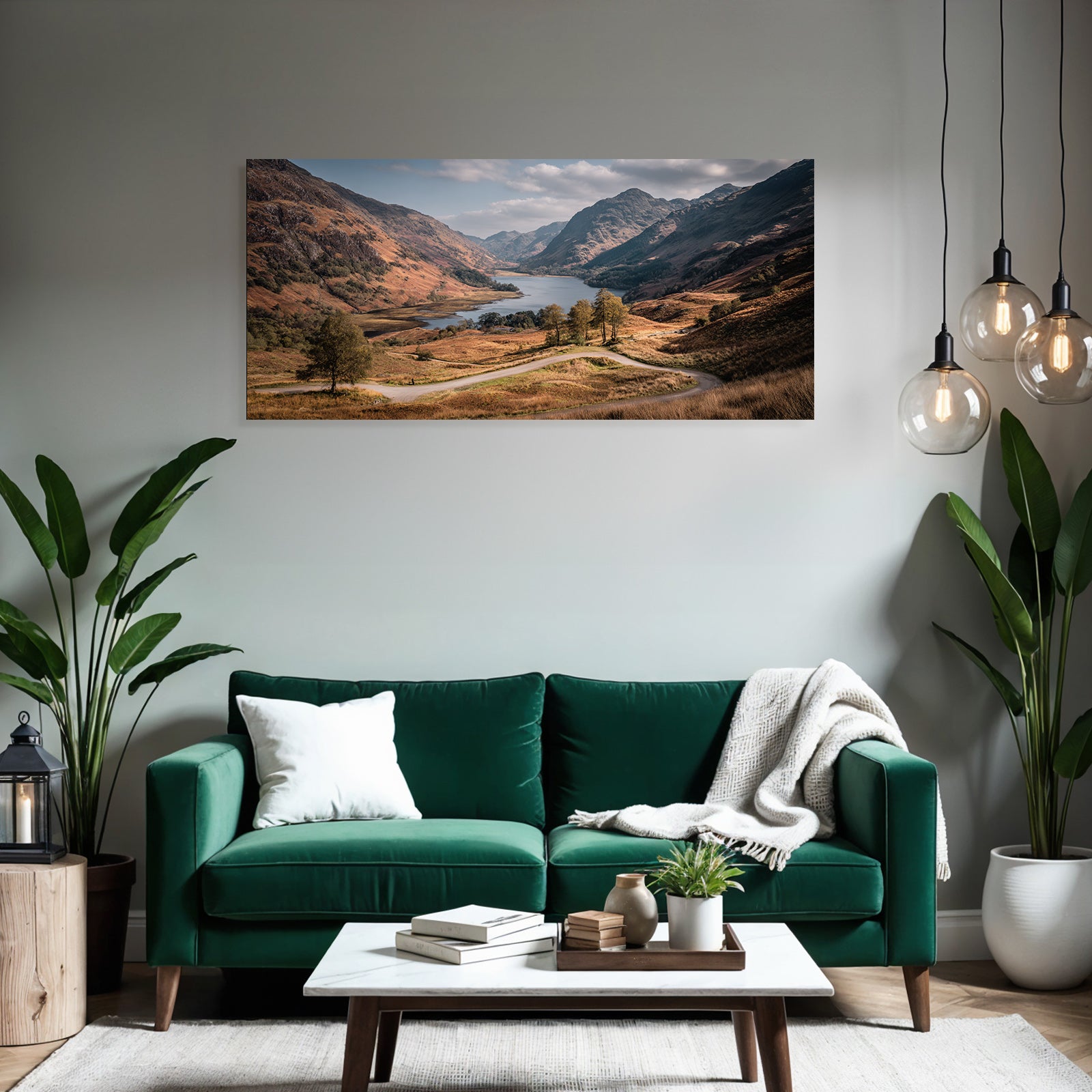 Stimmungsvolle Landlandschaft Herbstliche Farbe Mit See Und Hügel