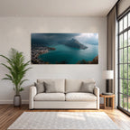Szenische Landschaft Mit See Umgeben Von Bergen Ortschaft Am Ufer Turquoise Wasser