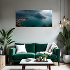 Szenische Landschaft Mit See Umgeben Von Bergen Ortschaft Am Ufer Turquoise Wasser