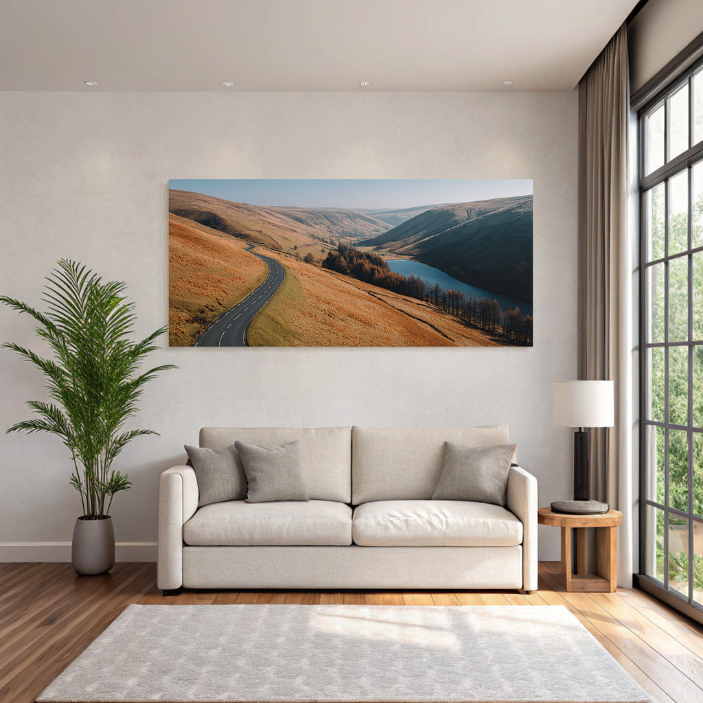 Winding Road Through Hills Scenic Landscape Tranquility