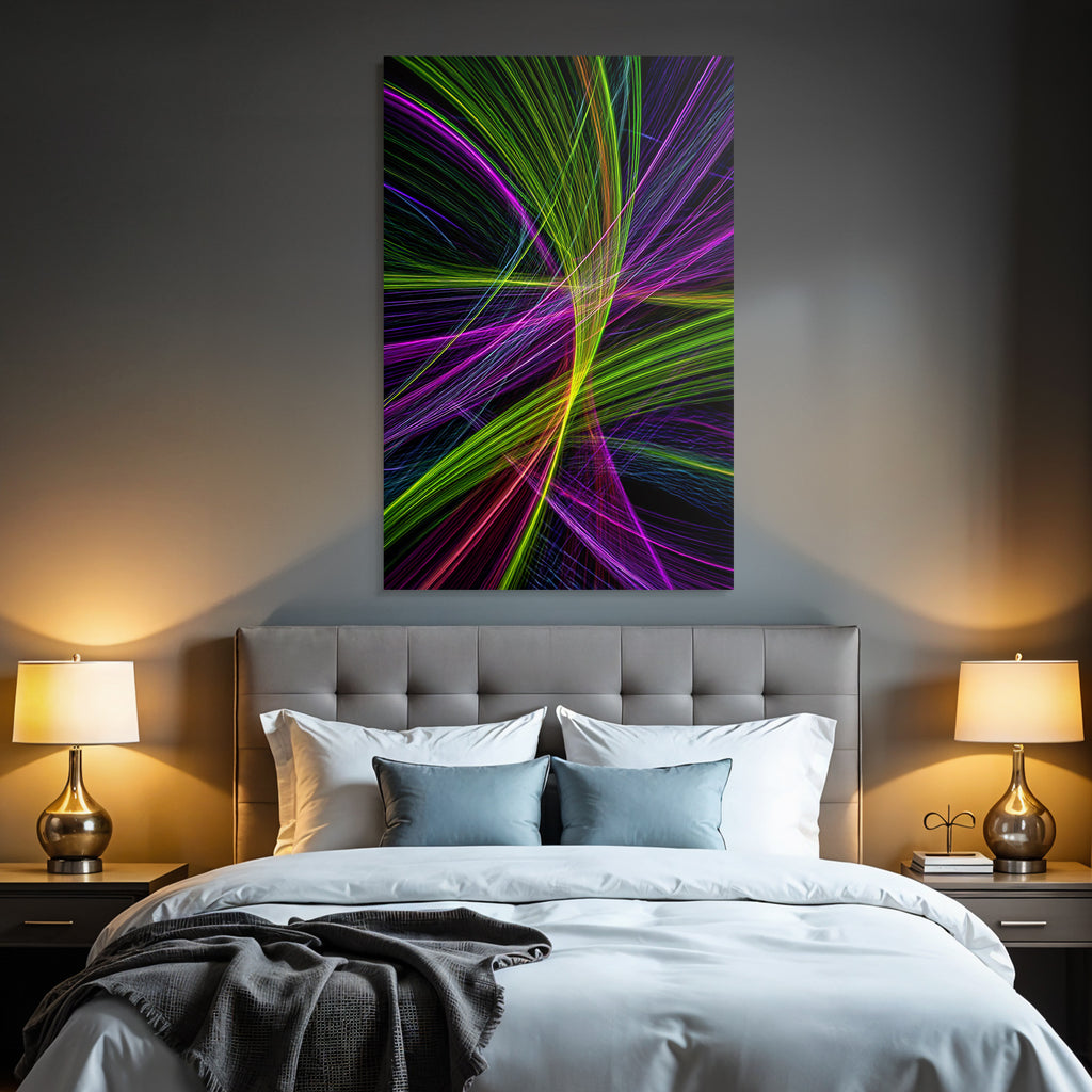 Bunte Fliessende Linien Auf Dunklem Hintergrund Abstrakte Kunst