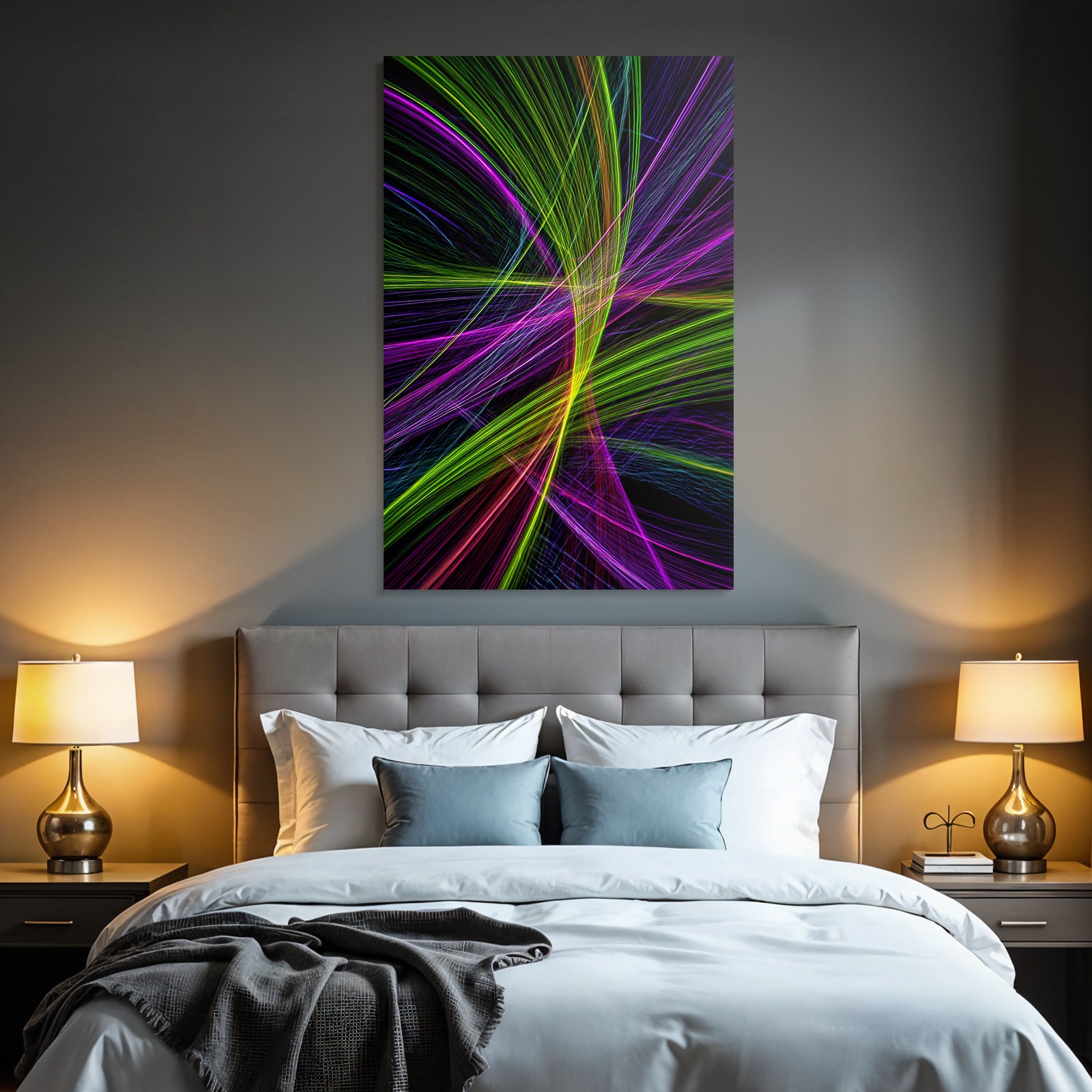 Bunte Fliessende Linien Auf Dunklem Hintergrund Abstrakte Kunst
