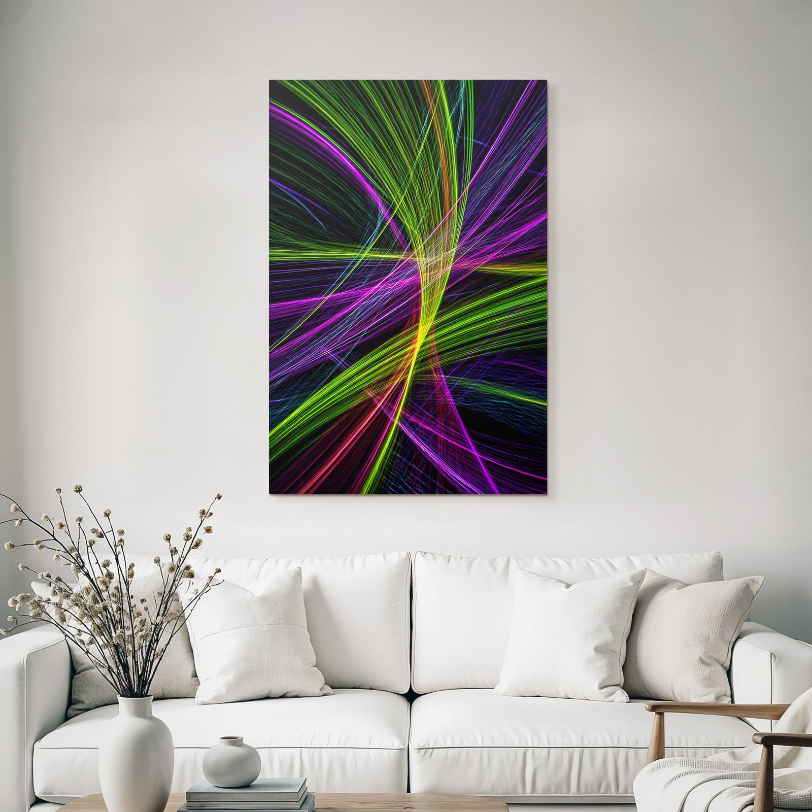 Bunte Fliessende Linien Auf Dunklem Hintergrund Abstrakte Kunst
