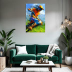 Dynamische Person In Aktion Sport Impressionistisch Kunstwerk