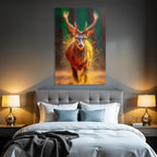 Ein Hirsch In Bewegung Dramatischer Stil Mit Vibranten Farben
