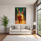 Ein Hirsch In Bewegung Dramatischer Stil Mit Vibranten Farben