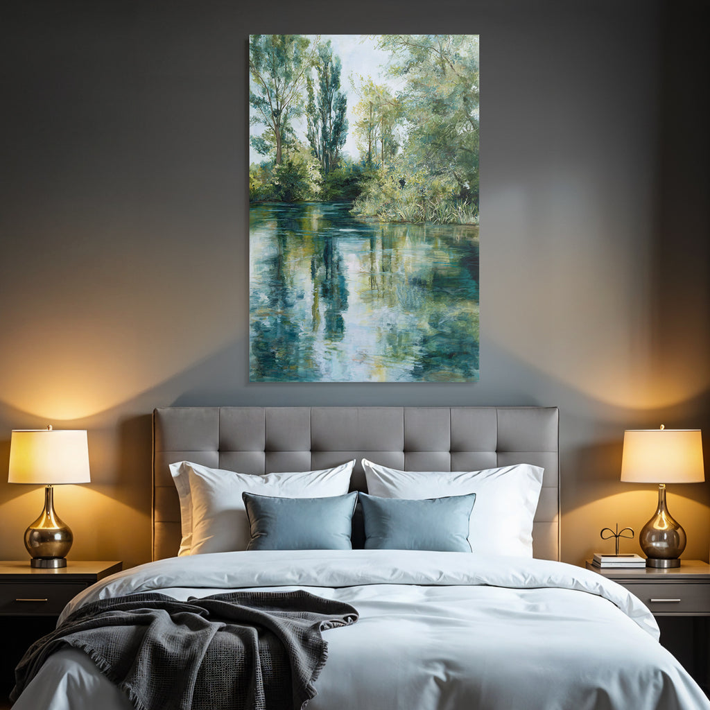 Friedliche Natur Landschaft Mit Wasser Und Baeumen