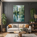 Friedliche Natur Landschaft Mit Wasser Und Baeumen