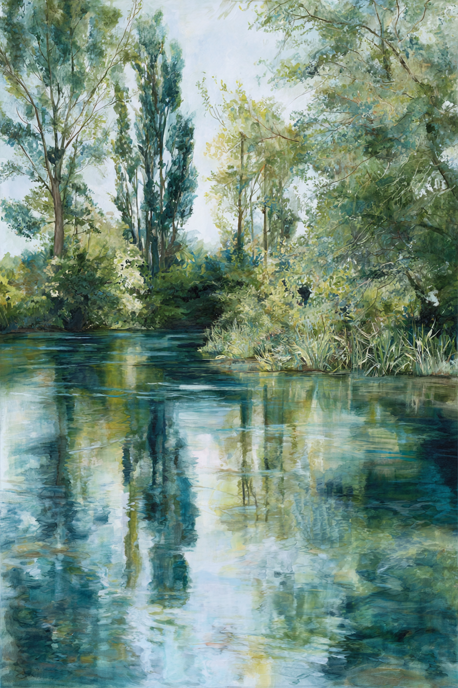 Friedliche Natur Landschaft Mit Wasser Und Baeumen | Sport und Bewegung | Themen und Hobbys