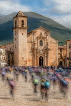 Historisches Gebaeude Radfahrer Festival Blick Auf Berge | Sport und Bewegung | Themen und Hobbys