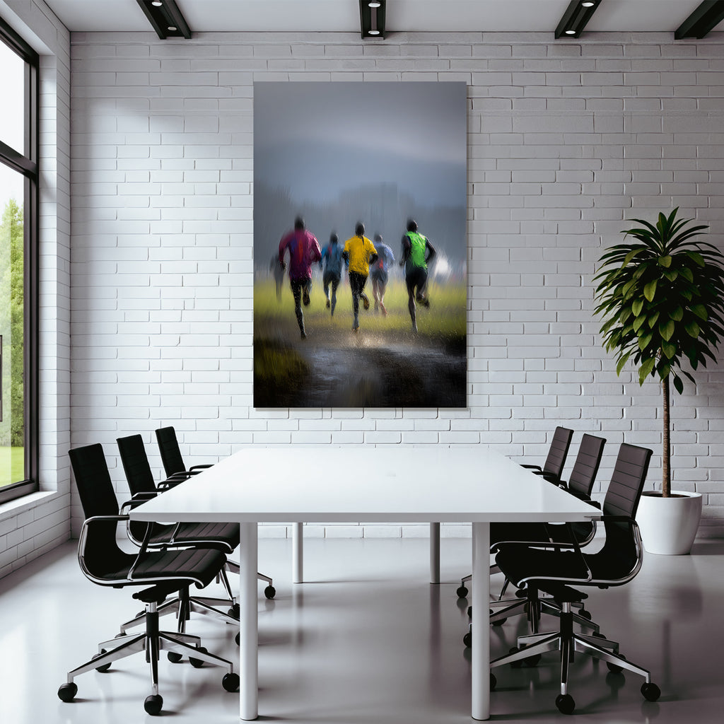 Laufende Sportler Im Regen Schnellbewegend