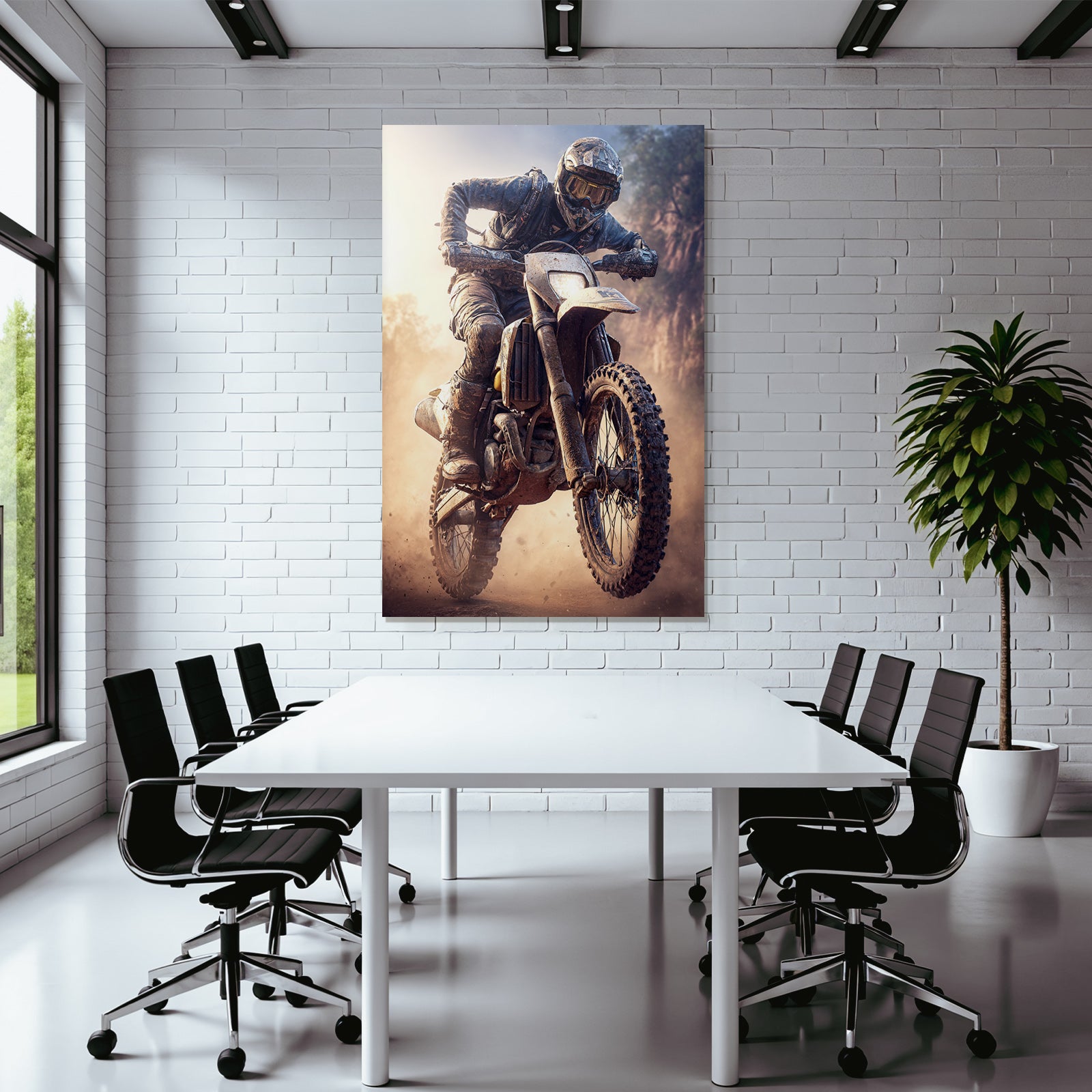 Motocross Fahrer Dirt Bike Schutzkleidung Rugged Terrain Dramatische Umgebung