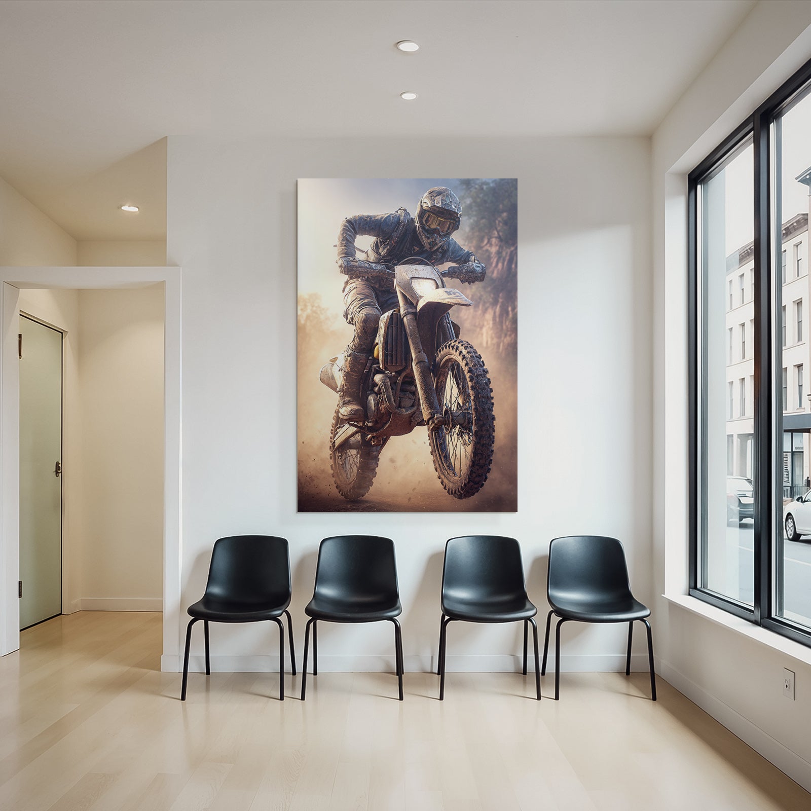 Motocross Fahrer Dirt Bike Schutzkleidung Rugged Terrain Dramatische Umgebung