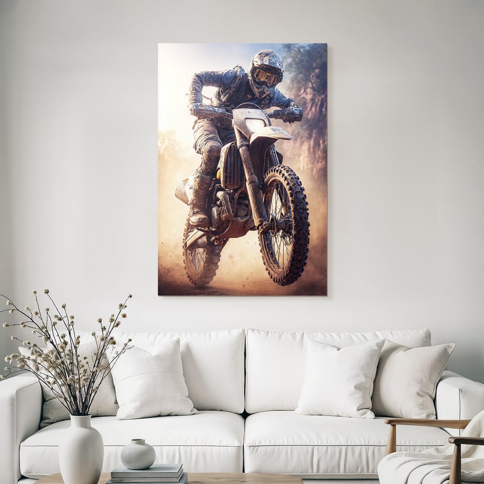 Motocross Fahrer Dirt Bike Schutzkleidung Rugged Terrain Dramatische Umgebung