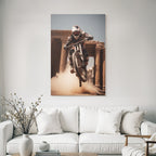 Motocross Fahrer Mit Sprung Auf Dirtbike Vor Historiae Struktur