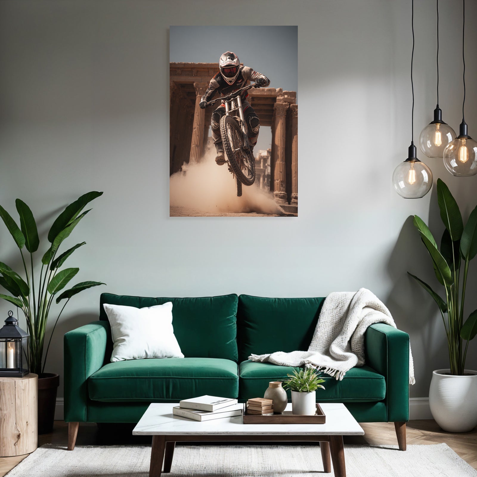 Motocross Fahrer Mit Sprung Auf Dirtbike Vor Historiae Struktur