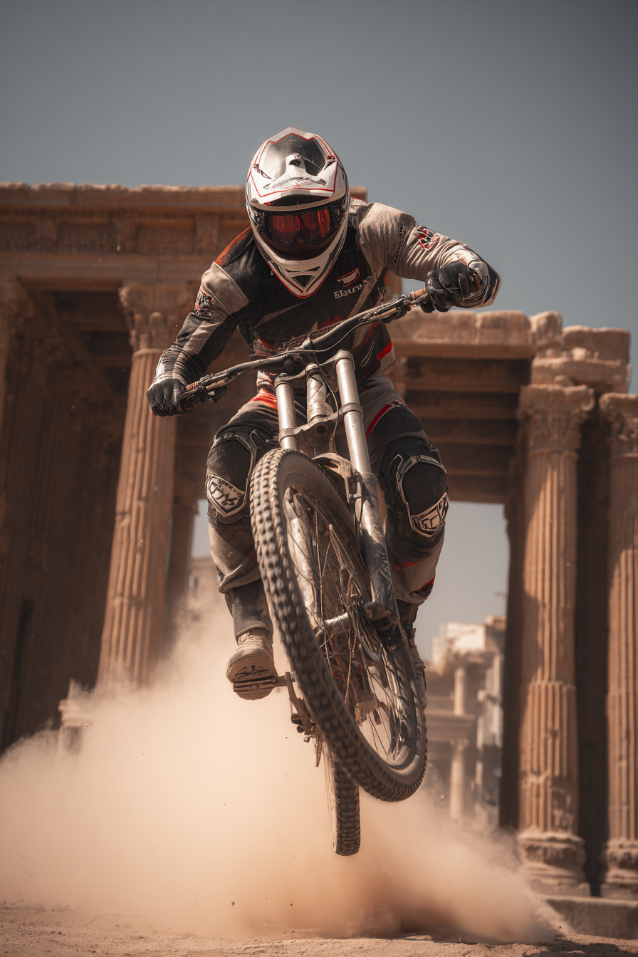 Motocross Fahrer Mit Sprung Auf Dirtbike Vor Historiae Struktur | Sport und Bewegung | Themen und Hobbys