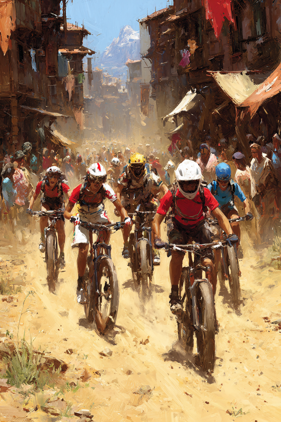 Mountainbikerennen In Der Stadt Dynamische Szene Mit Zuschaürn | Sport und Bewegung | Themen und Hobbys