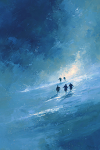 Schneelandschaft Wanderer Im Blaün Licht | Sport und Bewegung | Themen und Hobbys