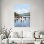 Strandlandschaft Mit Menschen Unter Cloudy Himmel