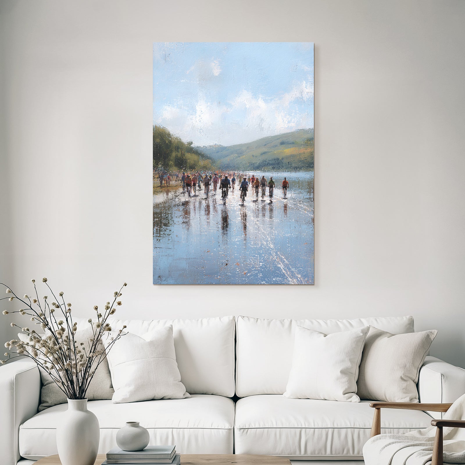 Strandlandschaft Mit Menschen Unter Cloudy Himmel